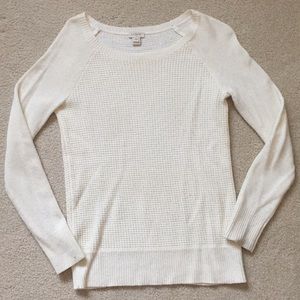 J Crew Waffle Knit Crew Neck White XXS Sweater